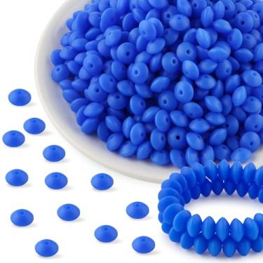 Imagem de Kovict 300 peças de contas de lentilha de silicone de 12 mm, contas espaçadoras de silicone para colar, pulseira, chaveiro e canetas artesanais (azul royal)