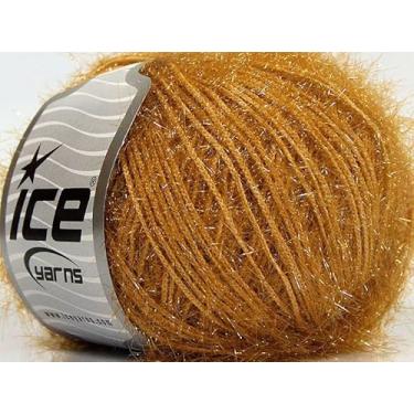 Imagem de Sparkle Soft - Fio de cílios de nylon Lurex metálico Ice Yarns 50 g (1,76 onças) 140 m (153 jardas) ouro escuro (não amarelo)