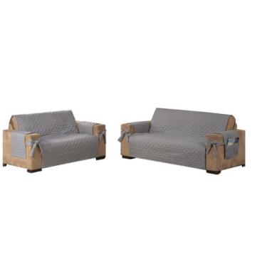 Imagem de Kit Capa Protetora Pra Sofa 3 E 2 Lugares Matelado Com Laço Menor Preç