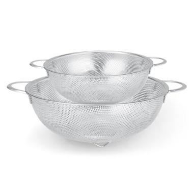 Imagem de Gulex Conjunto de escorredor e filtro de aço inoxidável (5 litros e 3 litros), coadores de metal com base, filtro para alimentos de cozinha, lavável na lava-louças