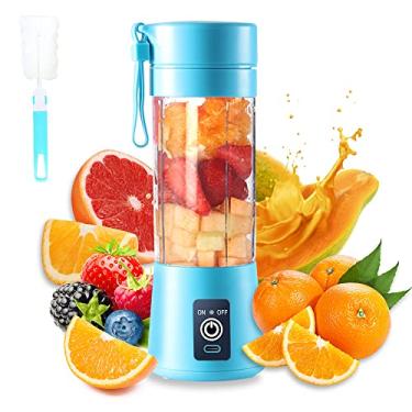 Imagem de DoubleCare Copo de liquidificador portátil, liquidificador elétrico USB, mini liquidificador portátil para shakes e smoothies, suco, 380 ml, seis lâminas, ótimo para misturar, bule