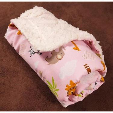 Imagem de Mantinha Bebê com Sherpa Antialérgico Cobertor Soft Frio Inverno  - Mã