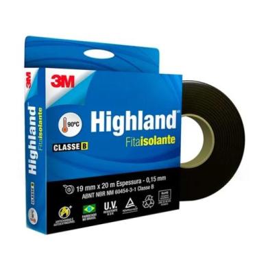 Imagem de Fita isolante pvc highland 19mm x 20m preto 3m