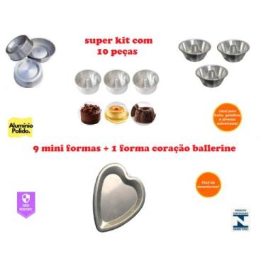 Imagem de Kit 10 Formas Com 9 Mini Formas Para Bolo Baby e 1 Forma Coração Balle