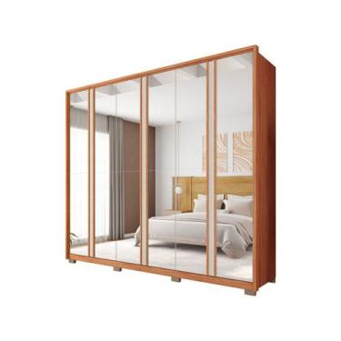 Imagem de Guarda-roupa Casal com Espelho 4 Gavetas 6 Portas Caemmun Gladiador, F