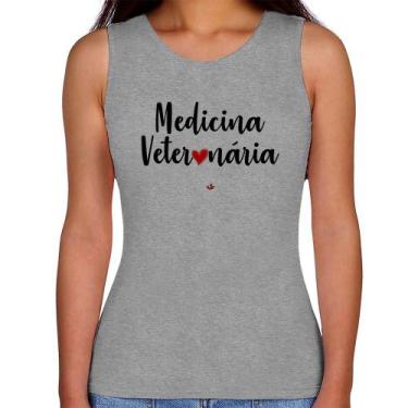 Imagem de Regata Feminina Medicina Veterinária por amor - Foca na Moda, Cinza, G