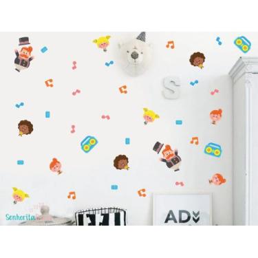 Imagem de adesivo de parede mundo bita cute meninaturas - adesivos kigrude