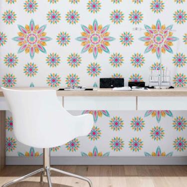 Imagem de Papel De Parede Adesivo Flor Mandala N09095 0,58x2,5M - Adesivo BR