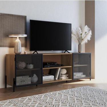 Imagem de Rack york 180cm tv até 70" madeira hanover e vermont base em aço preto