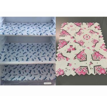 Imagem de Kit 6 Toalhas Para Geladeira Estampa Coruja e Pinguim Azul - JW SHOP