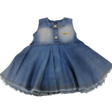 Imagem de Vestido Jeans Curto Luxo Bebe Menina Verão Katita Kids 2278, Jeans, P 
