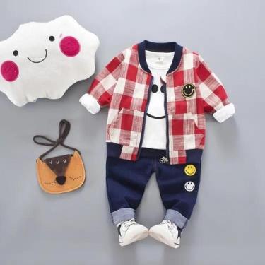 Imagem de Conjunto Infantil Bebê Frio Inverno 3 Peças Várias Cores e Estampas - 