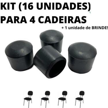 Imagem de Kit 16 Sapata Ponteira Borracha Protetor 4 Cadeiras 3,8cm 1.1/2 Pol - 