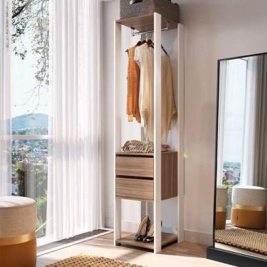 Imagem de Guarda-Roupa Closet Merlin com Cabideiro 2 GV Branco e Montana 183x40 