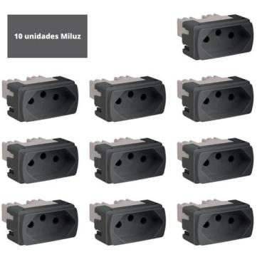 Imagem de Kit 10x Modulo Tomada 10A  Miluz S3b703041 Grafite Schneider