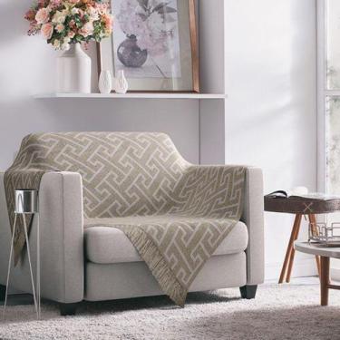Imagem de Manta de sofa jacquard 170x140 geometrico bege adomes