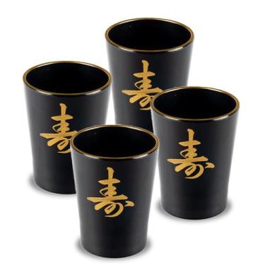 Imagem de Jogo De Copos Sake 4 Peças Com Ideograma Japonês - AC