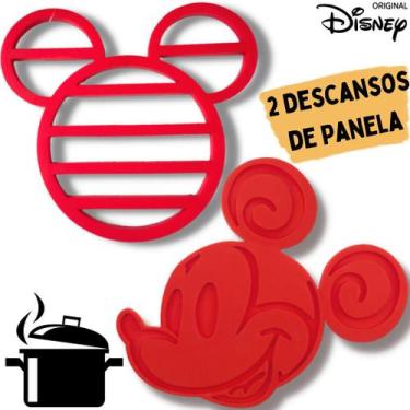 Imagem de Descanso Apoio Suporte De Panela 2 Vermelho Mickey Silicone Disney Ori