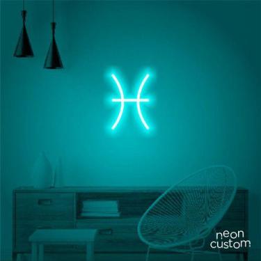 Imagem de luminaria letreiro Neon Led Signo Peixes 50x35 luminoso decoração p/ s