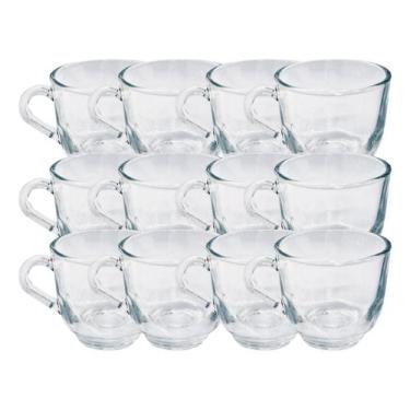 Imagem de Kit 12 Xicaras Vidro Resistente 150ML Para Cha Cafe Transparente - PRA
