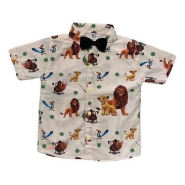 Imagem de Camisa Infantil Rei Leão Selva Safari Mauricinho + Gravata - Pequenos 