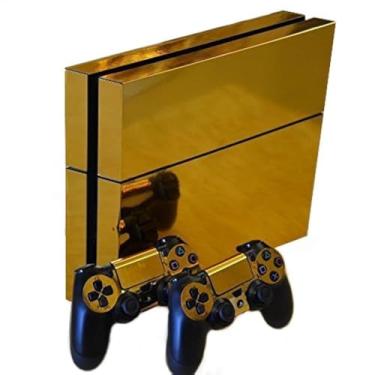 Imagem de Honbay® Gold Glossy Decal Skin Sticker for Playstation 4 PS4 Console+Controllers