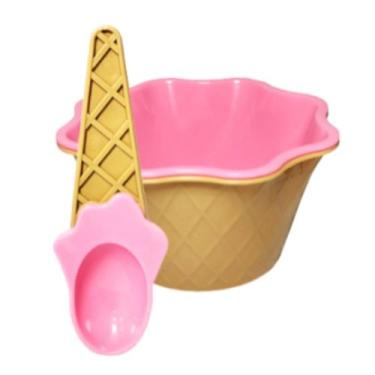 Imagem de Tigela para sobremesa em formato de cestinha de casquinha com colher f