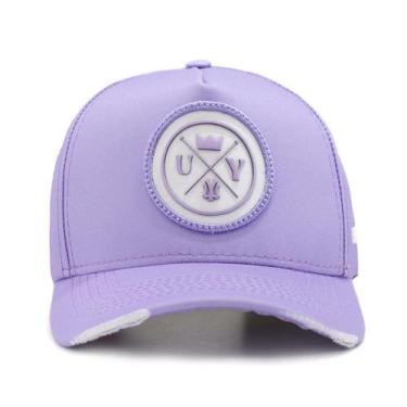 Imagem de Boné Casual Feminino Lilás Bordado Use Young com Detalhes Brancos, Lil