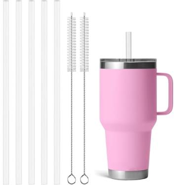 Imagem de Ehzyaz Canudos Reutilizáveis Transparentes para YETI Rambler, 5 Canudos + 2 Escovas de Limpeza, Material Tritan, Reutilizável, Canudo de Bebida
