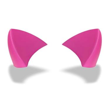 Imagem de Helmet Flair Orelhas de gato rosa choque Softeez para capacete | Feito nos EUA | Acessório de orelha de gatinho de espuma para bicicleta, esqui, snowboard e capacete de airsoft | Peel & Stick | Par