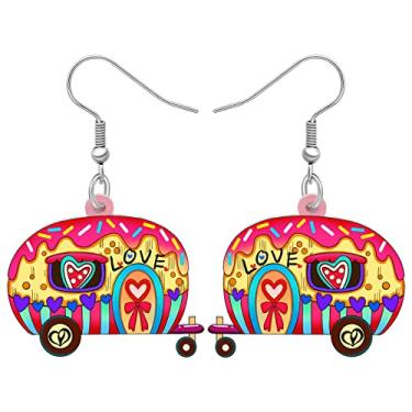 Imagem de LONYOO Brincos de acrílico para o dia dos namorados com pingente de carro, caminhão, rosa, envelope de coração, joias presentes para mulheres e meninas, Acrílico, Sem pedra preciosa