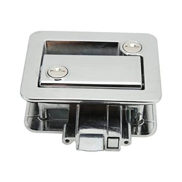 Imagem de Fechadura da Porta de Entrada para Trailer Com Trava Embutida - Liga de Alumínio Dentro e Fora da Fechadura do Painel Aberto para Trailers de Viagem de Acampamento (Cromo)