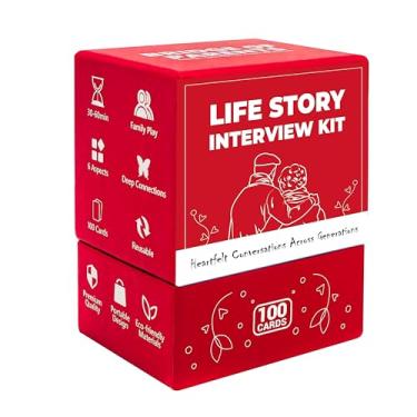 Imagem de yusetoyue 100 Tales Card Deck - Life Story Interview Kit - Get to Know Your Parents and Grandparents with Curated Question Cards for Meaningful Conversations, Perfect for Family Memory Sharing