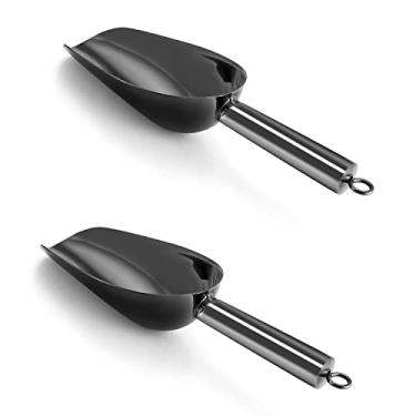 Imagem de P&P CHEF Conjunto de 2 Mini Colheres de 3 Oz, Colher Pequena de Aço Inoxidável para Cubos de Gelo Doces para Casa, Bar, Buffet, Casamento, Latas, Colheres, Fácil de Limpar e Durável - Preto