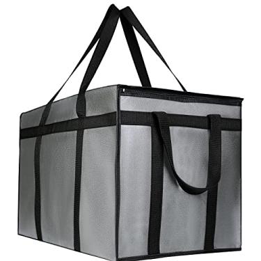 Imagem de musbus Saco térmico isolado para entrega de alimentos, 4 pacotes, xxxl, mantém os alimentos aquecidos, catering therma para doordash, sacos térmicos, therma 22w x 14 lx 13d shopper cinza que