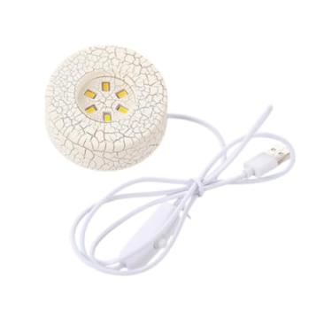 Imagem de Baoblaze Base de exibição de luz bola vidro base titular artesanato crack atmosfera sala decoração lâmpada expositor pedestal para presente