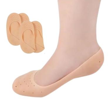 Imagem de Kit Par De Meia Pamilha De Silicone Hidratante Protetor Pés Calcanhar Dedos Sapatos Conforto Ortopédico Alívio Da Dor Em Gel Proteger Amolece As Rachadura Hidrata e Reduz Calos Protege Calcanhares (Único, Par, 2)