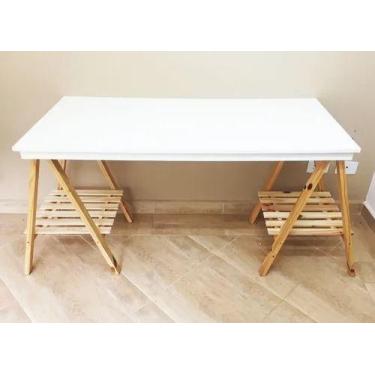 Imagem de Cavalete de madeira pinus multiuso 80cm cor natural Com Estrado - Dos 