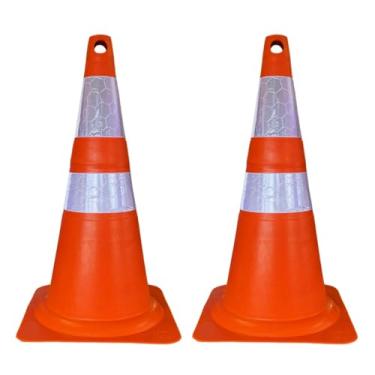 Imagem de Kit 2 Cone Refletivo de Sinalização 75cm Flexível Laranja e Branco