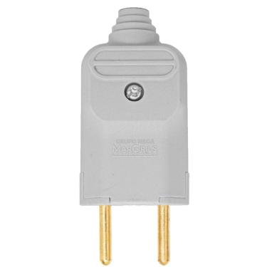 Imagem de Tomada Plug Macho Prensa Cabo 2 Pinos Finos 10A Cinza