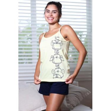 Imagem de Pijama Feminino de Alcinha 100% Algodão: Três Macacos Sábios - Empório