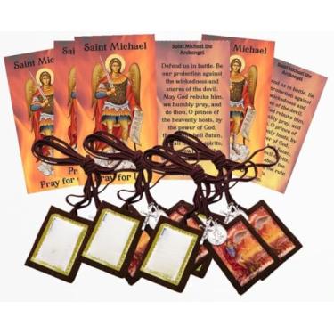 Imagem de Westmon Works Conjunto de cartas de São Miguel Escapulário e Sagrado Pacote de cartas de sala de aula em massa de feltro marrom tradicional e cartas de santo de oração, conjunto de 12 de cada, lã, Sem