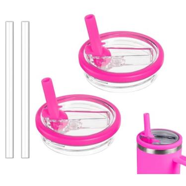 Imagem de 2 pacotes de substituição de tampa de canudo flip de 850 g compatível com Stanley Quencher, substituição de tampa à prova de vazamento para Stanley H2.0 FlowState Tumbler Stanley H2.0 FlowState,