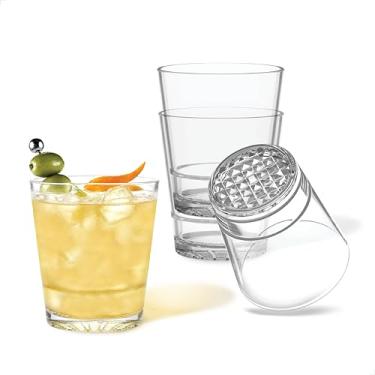 Imagem de TOSSWARE Copos de uísque de plástico inquebráveis resistentes ao calor e resistentes ao calor da RESERVE 350 ml com base de diamante, 350 ml
