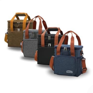 Imagem de Bolsa Térmica Grande Lancheira Marmita Com Alça Para Trabalho Academia Praia Fitness Dois Andares Compartimentos Espaçosa (Azul)