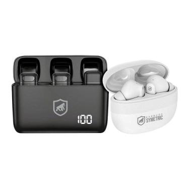 Imagem de Microfone de Lapela Sem Fio Tipo C com Adaptador Lightning + Fone de o