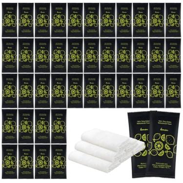 Imagem de Toalha de algodão úmida a granel toalhas úmidas embrulhadas individualmente 22 x 22 cm, serviços de toalha branca, toalhas refrescantes pré-umedecidas, aroma de limão para viagens, esportes, festas,