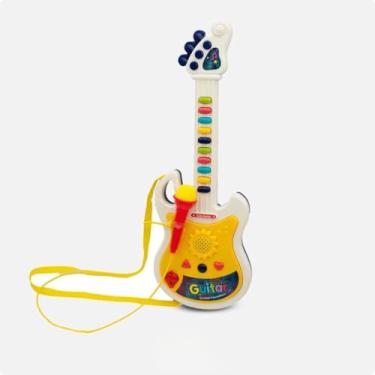 Imagem de Guitarra Brinquedo Infantil Musical Com Microfone (Azul)