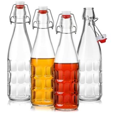 Imagem de Blushtier 4 peças de garrafas de vidro de 473 ml com tampas herméticas com tampas de tampa flip top com tampas para fermentação e fermentação familiar, vinagre de óleo de cerveja de vinho Kombucha