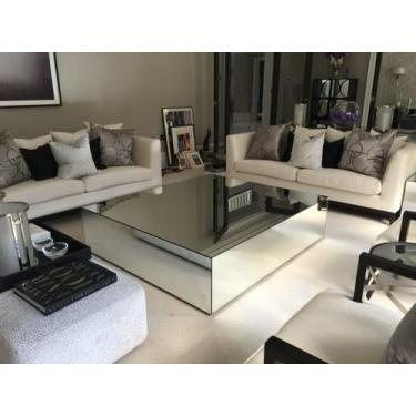 Imagem de Mesa De Centro Espelhada Para Sala Decorativa 70X40 Cm Com Rodas Altur